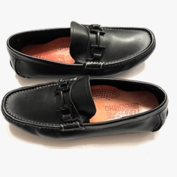 Salvatore Ferragamo Men’s Black Leather Gancini Driver Loafer, Sz 8EE - Picture 3 of 8